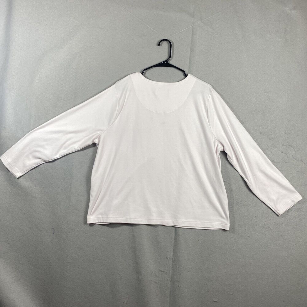 CJ Banks Womens Shirt Size 2X White Christmas Mittens Scarf Long Sleeve Top - Picture 2 of 9